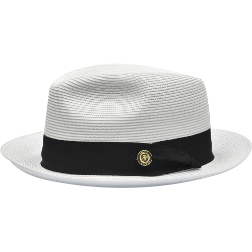 Bruno Capelo White / Black Fedora Braided Straw Hat FN-833.